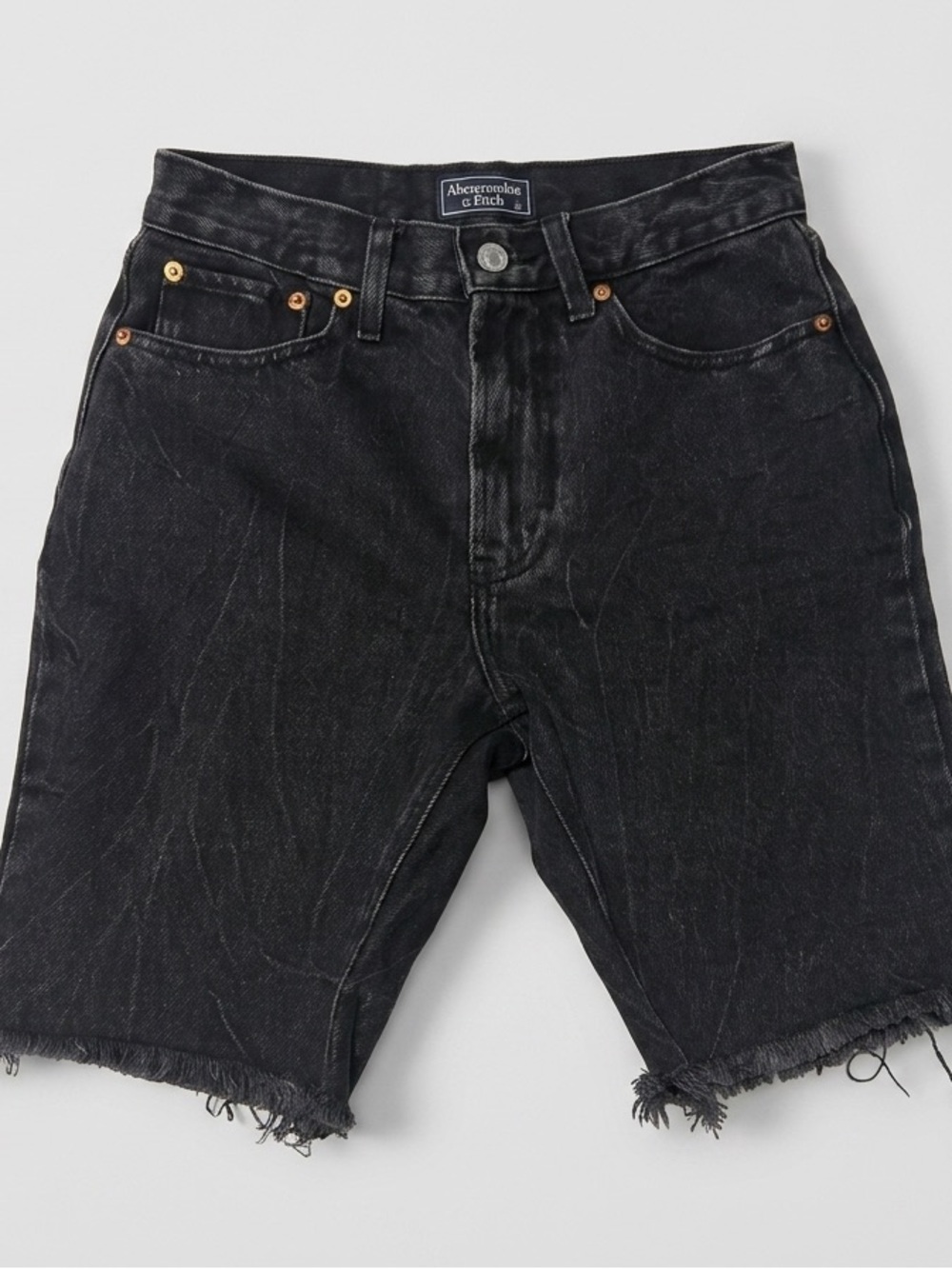 Abercrombie & Fitch Cutoff Dad Bermuda Shorts Washed Black Sz 0/25